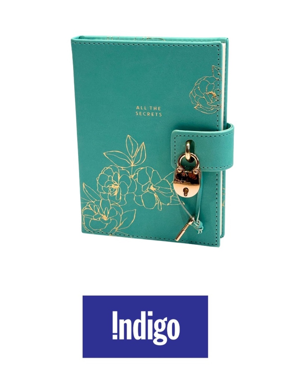 Indigo “All The Secrets” Locked Diary/Journal - Rose Gold Foil